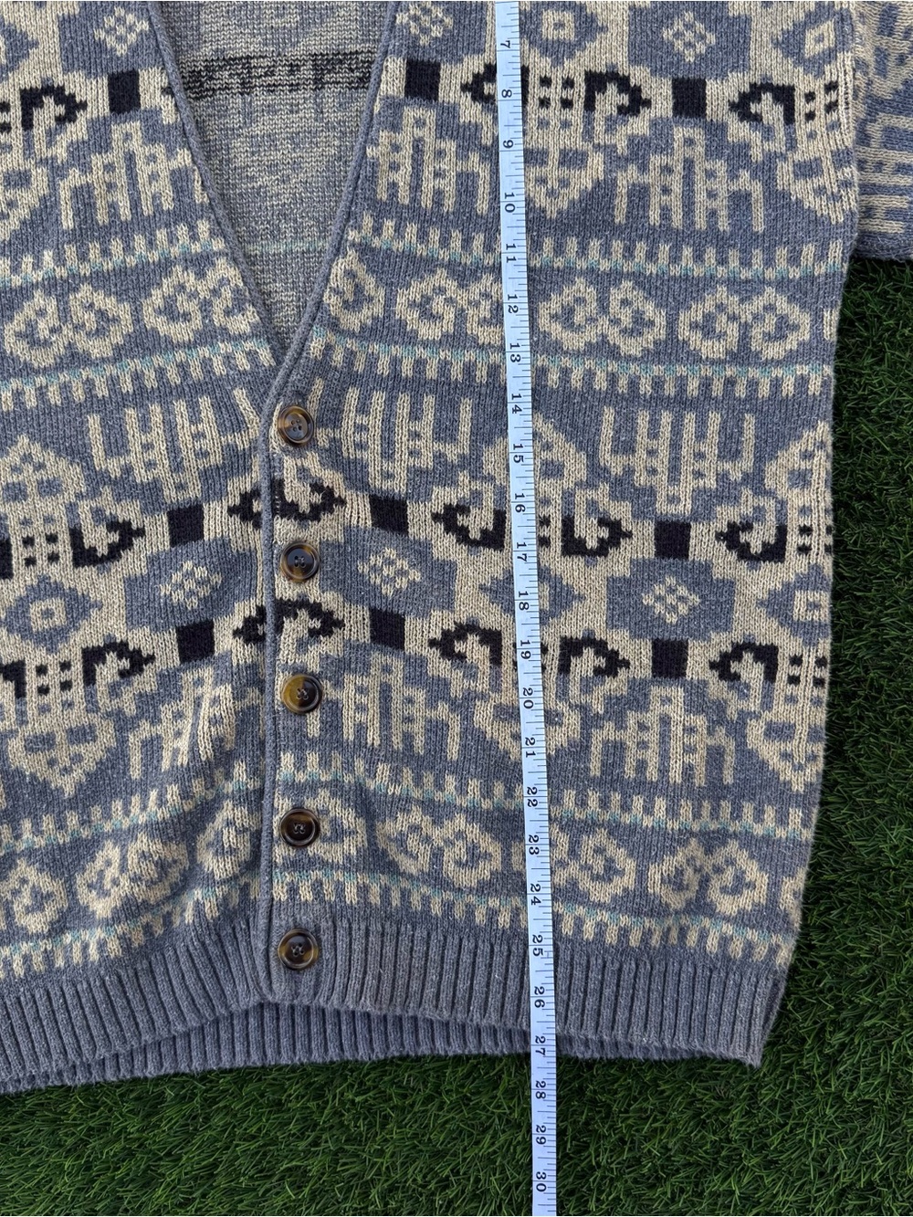 Vtg 90s Liz Claiborne LizWear Women's Cardigan Geometric Cream Sweater Sz Medium - Picture 5 of 6